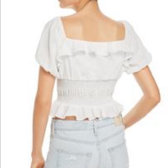 LOST + Wander cropped top PIÑA SMOCKED RUFFLE TRIM PUFF SLEEVE CROP TOP - Picture 3 of 8
